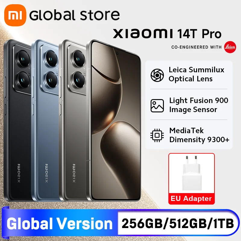 글로벌 버전 샤오미 14T 프로 5G 스마트폰, 12GB RAM 치수 9300 + CPU AI 디스플레이, 50MP 라이카 카메라, 50W 무선 120W 충전