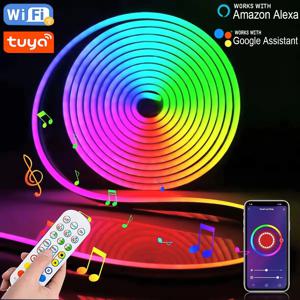 5V RGB 네온 스트립 빛 1M 2M 3M 5M USB 방수 유연한 리본 테이프 네온 불빛 홈 장식에 대 한 블루투스 원격 제어