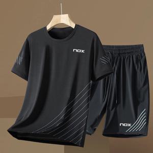 남성용 반팔 라운드넥 캐주얼 티셔츠 반바지, 부티크 운동복, 테니스 운동복, 피트니스, 여름 세트