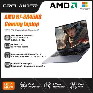 CRELANDER 노트북 AMD Ryzen 8845HS 프로세서8코어 16스레드 16인치 LCD 2560*1600-165HZ DDR5 노트북 컴퓨터 게임용 노트북