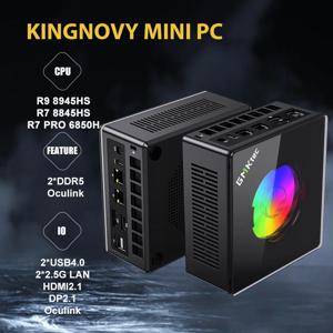 GMKtec 게이밍 미니 PC K11 AMD Ryzen 9 8945HS 8845HS 6850H 32GB DDR5 RAM 1TB SSD, 데스크탑 컴퓨터 듀얼 NIC 2.5G, HDMI 2.1, USB4