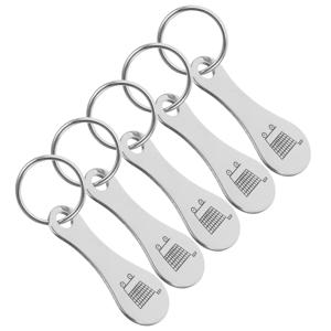 5 Pcs 쇼핑 카트 토큰 골프 키 체인 동전 스테인레스 스틸 쿼터 홀더 실버 액세서리