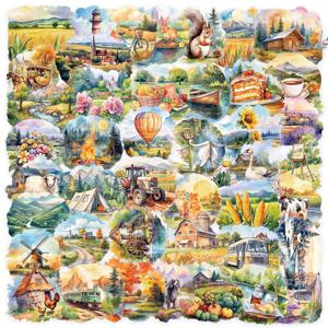50PCS 농촌 풍경 스티커 장식 Scrapbooking 애완 동물 스티커 미적 한국어 편지지 학교 용품