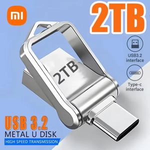 샤오미 메탈 플래시 드라이브, USB 3.2, 고속 전송, C타입 인터페이스, 휴대폰 컴퓨터용 이중 사용 플래시 메모리 스틱, 2TB