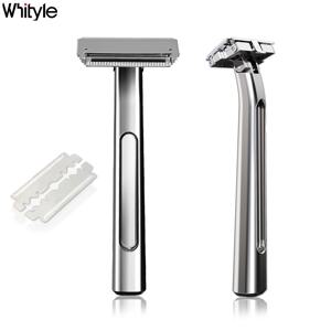 Whityle 20T 글라이드 프로 4D 슈퍼 양날 안전 면도기 하프 블레이드 면도기, 남성용 여행용 가죽 보관 가방 포함 그루밍 케어