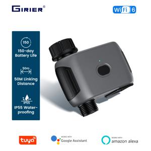 GIRIER Tuya 스마트 워터 타이머 자동 점적 관개 시스템 지원을 위한 WiFi 스프링클러 타이머 Alexa Hey Google 허브 필요 없음