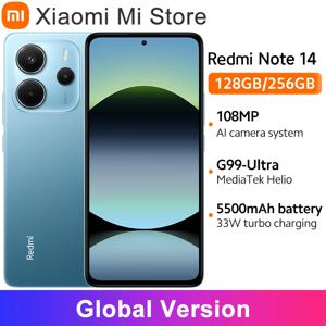 【월드 프리미어】글로벌 버전 Xiaomi Redmi Note 14 MediaTek Helio G99-Ultra 108MP AI 카메라 5500mAh 6.67인치 120Hz AMOLED 디스플레이