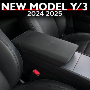 Tesla Model Y Launch Juniper 2024 2025 Model 3 Highland 2024 TPE 소프트 카 센터 콘솔 뚜껑 중앙 팔걸이 박스 패드 커버