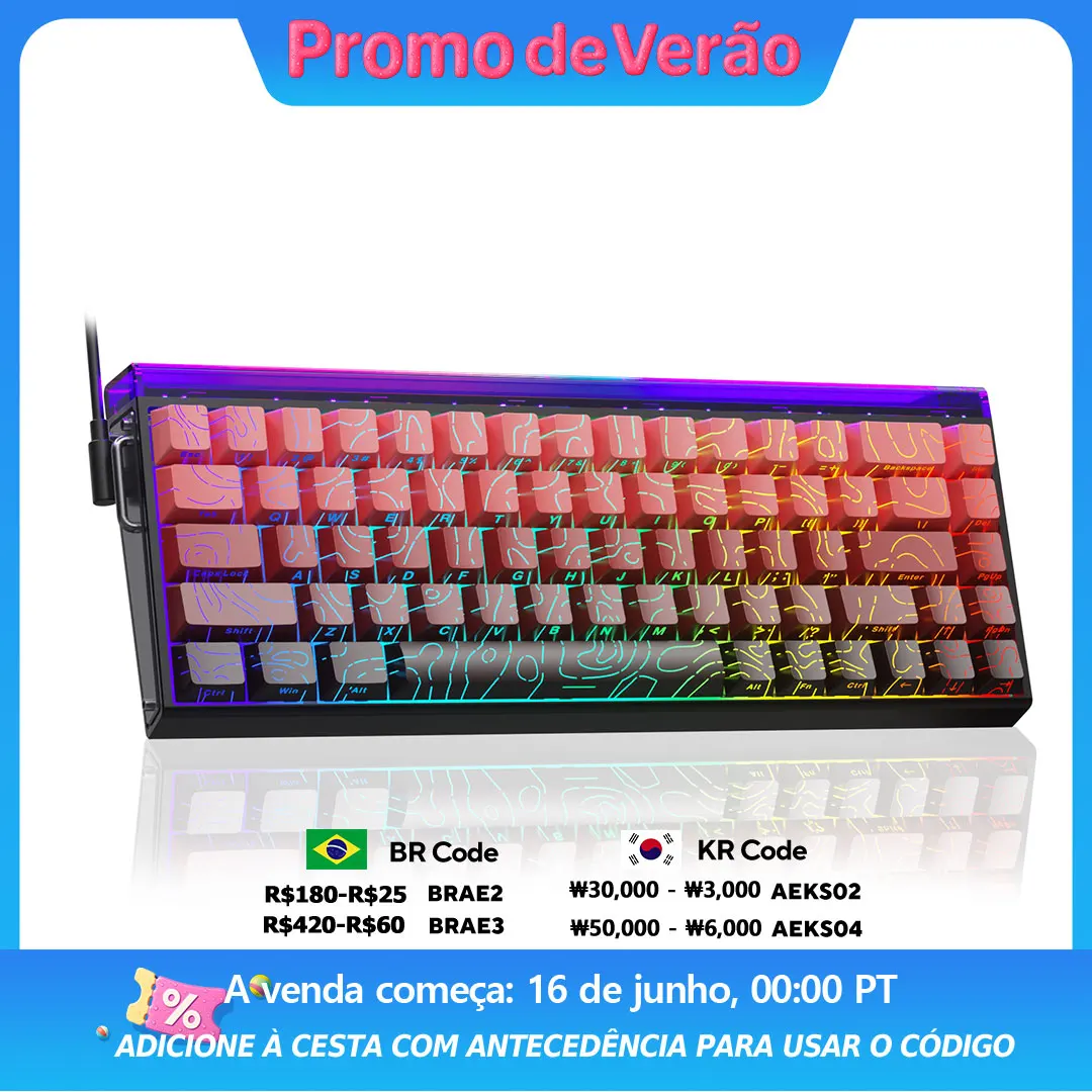 AULA HERO 68HE 자기 스위치 키보드 신속한 트리거 8K 반환 Esports 게이머 키보드 RGB 유선 게임용 키보드