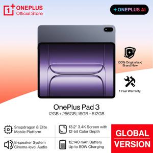 완전히 새로운 OnePlus Pad 3 글로벌 버전 태블릿 스냅드래곤 8 엘리트 13.2인치 144Hz 디스플레이 3.4K 해상도 8 스피커 Wi-Fi 7 안드로이드 15