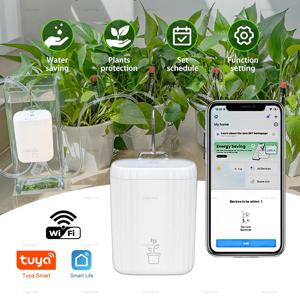 Tuya Wifi 자동 워터 펌프 물방울 관개 시스템 키트 정원 식물 지원을위한 스마트 라이프 타이머 스프링클러 컨트롤러 10 냄비