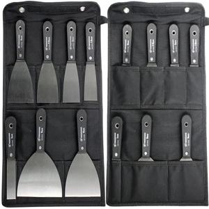 7PCS 탄소강 퍼티 나이프 세트 플렉스 마른 벽에서 나온 나이프 페인트 스크레이퍼 키트 7 크기 소프트 그립 핸들 캔버스 보관 가방 포함