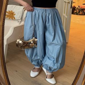 Trendix 캐주얼 루즈 랜턴 바지 여성 여름 패션 솔리드 하이 웨이스트 Drawsting Ankle Trouster Street Party Bloomers Pants