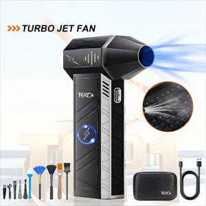X3Pro 미니 터보 제트 팬, 휴대용 150000RPM 강력한 공기 송풍기 자동차 건조기/PC/가정/실내용 압축 공기 먼지떨이 -(검은색)