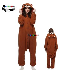 XXL (180-200cm) 곰 잠옷 애니메이션 브라운 성인 Onesies 여자 소녀 코스프레 만화 의상 동물 겨울 너구리 Kigurumi