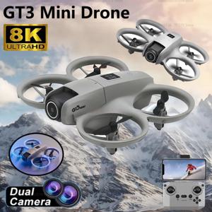 GT3 미니 드론 8K HD 듀얼 카메라 지능형 장애물 회피 항공 촬영 초보자용 UAV 광학 흐름 포지셔닝