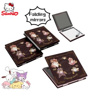 Sanrio 헬로 키티 만화 귀여운 애니메이션 캐릭터 접이식 화장대 거울 카와이 소녀 하트 미니 휴대용 더블 웨이 미러 선물