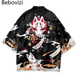 Bebovizi 일본식 고양이 사무라이 기모노 streetwear 남성 여성 카디건 일본 하라주쿠 애니메이션 가운 애니메이션 의류 2023 여름