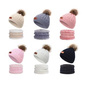 모자 스카프 세트 아기 Beanies 모자 겨울 어린이 소녀를위한 따뜻한 양복 귀여운 모자 스카프 니트 플러시 어린이 보닛 크리스마스 선물