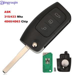 Jingyuqin ASK 315/433MHz 2/3 버튼 포드 포커스 용 열쇠가없는 항목 원격 키 Fob Mondeo C Max S Max Galaxy Fiesta