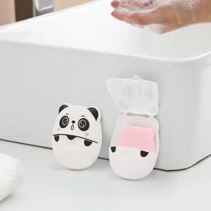 일회용 비누 종이 팬더 휴대용 손 씻기 목욕 비누 종이 여행 향수 거품 소독 비누 종이 바디 클렌저