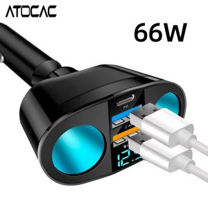 차량용 시거잭 분배기 멀티 소켓 PD 타입C QC3.0 고속 충전 USB 듀얼 포트 어댑터 LED 전압계 충전기 12V 24V
