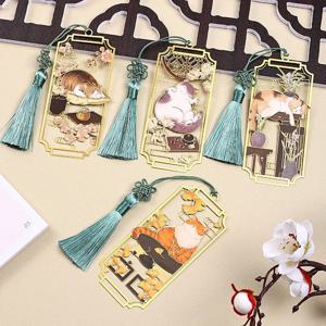 크리 에이 티브 1Pcs 중국 스타일 금속 고양이 북마크 학생 도서관 독서 도구 스승의 날 선물 학교 기념품