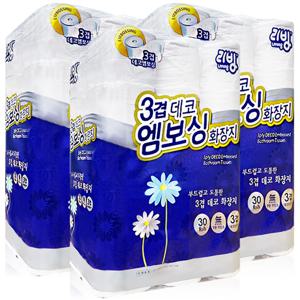 리빙 엠보싱데코 30m 3겹 30롤 x 3개, 두루마리 화장지 휴지