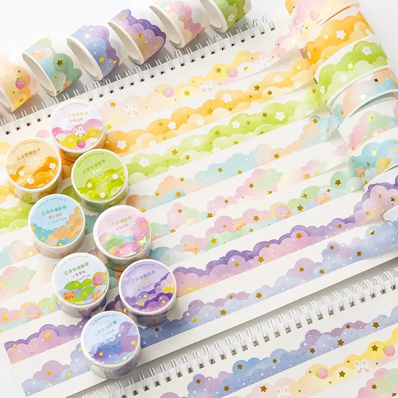 핸드북 장식용 DIY 클라우드 브론징 필름 스티커 4개 세트