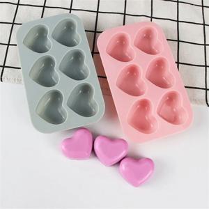 6 구멍 하트 모양 실리콘 몰드 DIY 케이크 초콜릿 베이킹 도구 하트 장미 꽃 홈 메이드 비누 캔들 액세서리 만들기