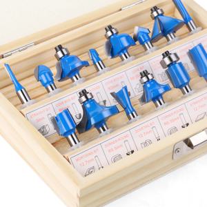 15PCS 1/4in 생크 라우터 비트 세트 트리밍 스트레이트 비딩 밀링 커터 텅스텐 카바이드 절단 목공 도구