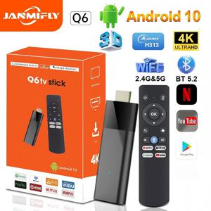 Janmifly Q6 미니 TV 스틱 안드로이드 10 지원 4K 비디오 듀얼 Wifi2.4G 및 5G Allwinner H313 쿼드 코어 Cortex A53 3D 음성 원격 BT5.2