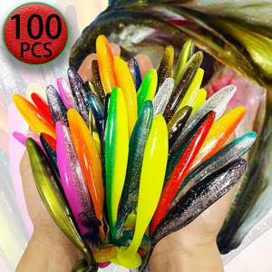 1-100pcs T 테일 70mm 90mm 120mm 쉐드 웜 소프트 미끼 인공 미끼 Swimbait 미끼 워블러 소프트 미끼 실리콘 낚시 스포츠