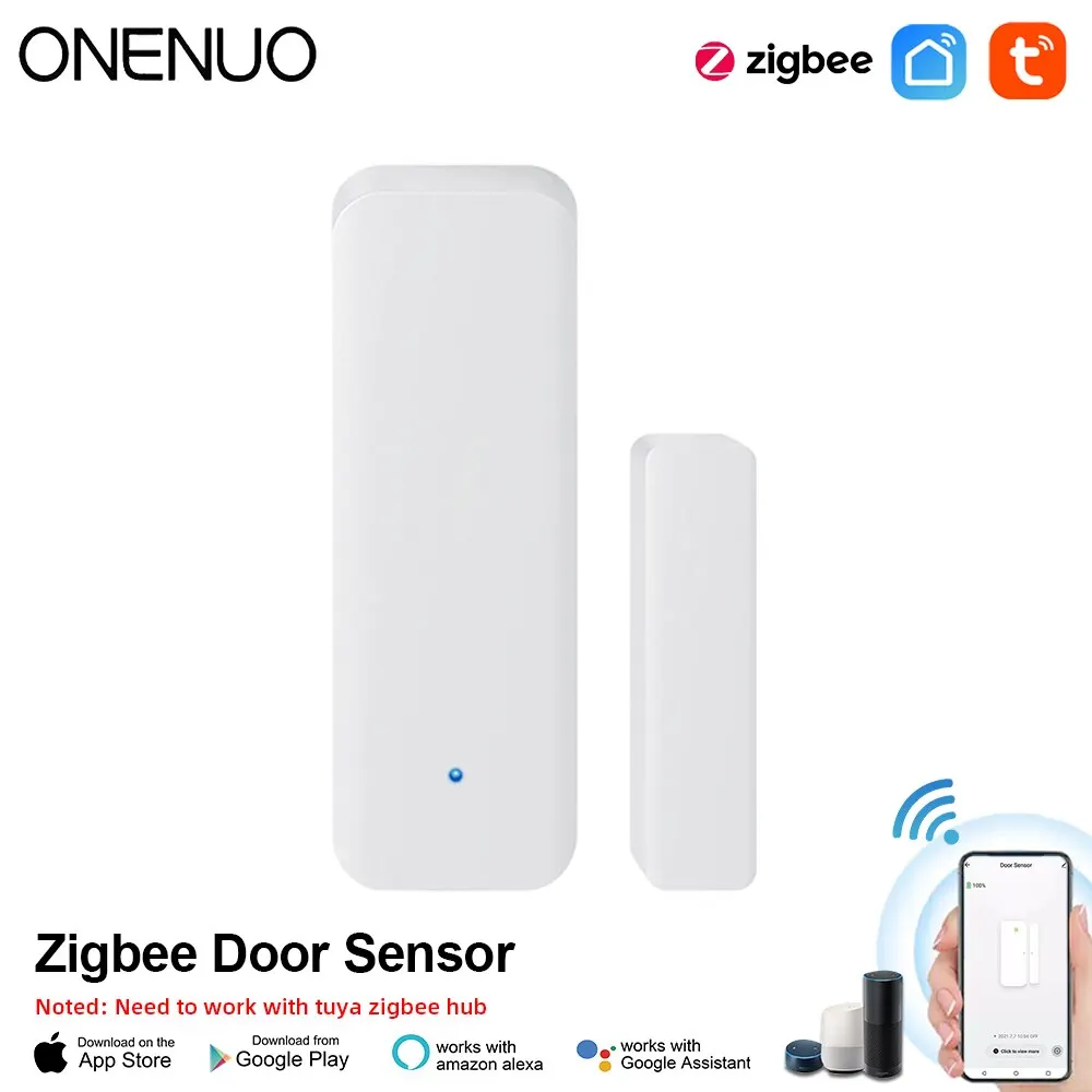 ONENUO 투야 지그비 문짝 센서, 스마트 홈 보안 창 감지기, 자동 슬라이딩 문짝, 마그네틱 접촉 센서, 알렉사 구글