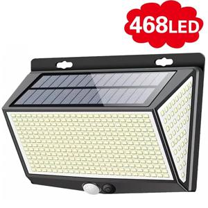 업그레이드된 태양광 조명 야외 정원 268/246LED 태양광 보안 조명 모션 센서 방수 벽 조명 3가지 모드 야드 도어 펜