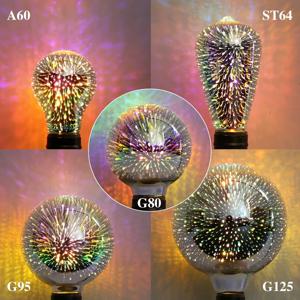3D LED 전구 E27 220V ST64 G80 G95 G125 A60 다이아몬드 하트 장식 LED 램프 전구 휴일 조명 참신 크리스마스 램프