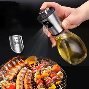 200ML 스테인레스 스틸 오일 스프레이 병 주방 요리 및 에어 프라이어 병 유리 스테인레스 스틸 오일 분무기에 적합