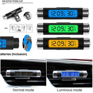 휴대용 2 in 1 자동차 디지털 LCD 시계 온도 표시 전자 시계 온도계 자동차 자동차 블루 백라이트 클립