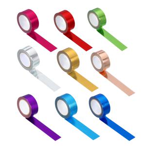 3 롤 15mm x 5m 금속 Washi 테이프 거울 마스킹 호일 스티커 자기 접착 스티커 라벨 편지지 DIY 아트 공예 포장