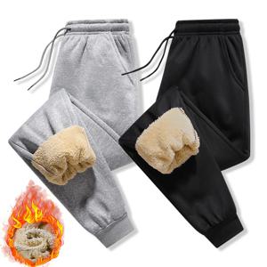 가을 겨울 남성용 바지, 아우터용 후리스 소재, 캐주얼 팬츠, 따뜻한 램 울 스포츠 스웨트팬츠