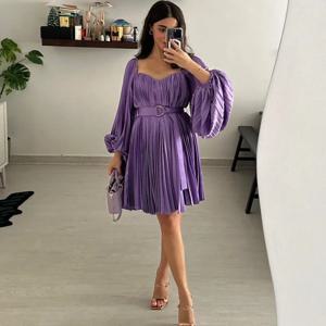 맞춤형 이브닝 섹시 캐주얼 저지, 새시 플리츠, 생일, 스트레이트 스퀘어 넥, 맞춤형 가운, 미니 드레스, 중국 스타일