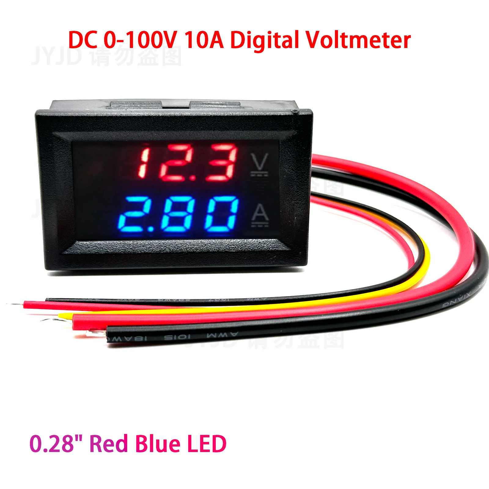 DC 0-100V 10A 디지털 전압계 전류계 듀얼 디스플레이 전압 검출기 전류 측정기 패널 앰프 볼트 게이지 0.28 