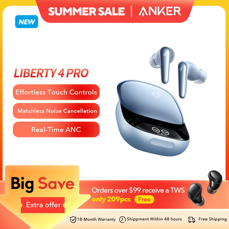 Soundcore by Anker Liberty 4 Pro 소음 차단 무선 이어버드 이어폰 Bluetooth 무선 Bluetooth 이어폰 헤드폰