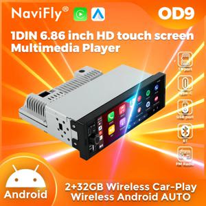 Navifly 2G + 32G 범용 1 Din 안드로이드 6.86인치 HD 터치스크린 무선 차량용 라디오 차량용 라디오 멀티미디어 비디오 플레이어 GPS FM 스마트 시스템
