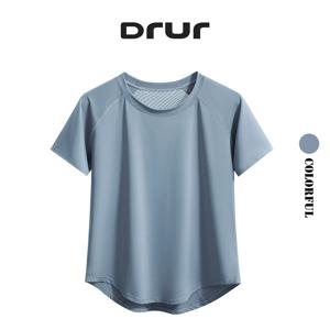 DRUR 요가 상의 운동복 여성용 체육관 셔츠, 통기성 빠른 건조 반팔 운동 티셔츠, 조거 러닝 티셔츠, 요가웨어 신제품