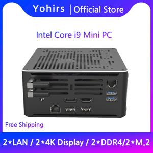 요히르스 10세대 NUC i9 10980HK 10880H i7 10870H 2LAN 미니 PC 윈도우10 2xDDR4 64GB 2*NVME 4K DP HD2.0 게임용 데스크탑 컴퓨터 WiFi