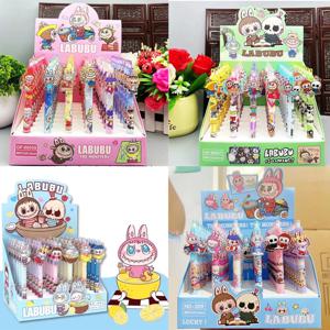 Labubu 젤 펜 48pcs 금지 불안 시리즈 Kawaii 0.5mm 검은 펜 만화 학교 학생 Office 편지지 생일 선물