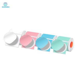 50mm 라운드 컬러 열 라벨 용지 순수 방수 라벨 열전 사 프린터 용 귀여운 수제 DIY 자체 접착 스티커 사용