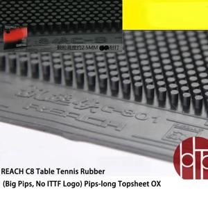 REACH C8 탁구 고무 레드/블랙 OX 2.5mm 높이 큰 입자 긴 여드름 탁구 고무 시트 강한 회전
