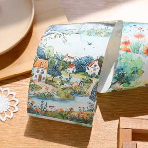 6 스타일 80mm * 2m 대형 배경 비 순환 패턴 Washi 테이프 DIY 수제 재료 스크랩북 장식 재료
